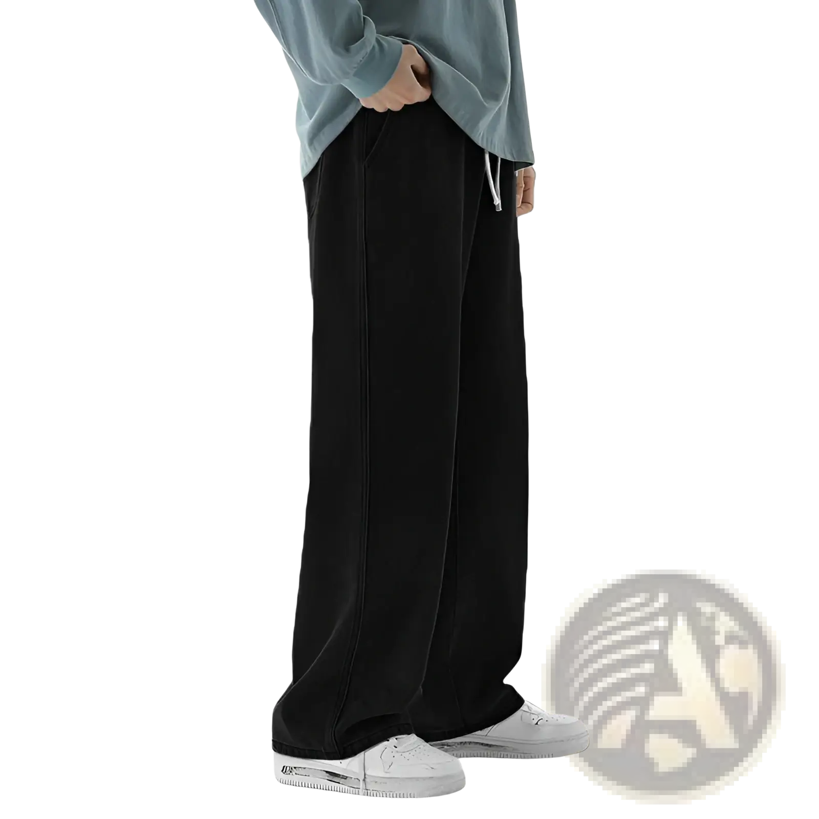 Men's Drawstring Wide Leg Denim Jeans